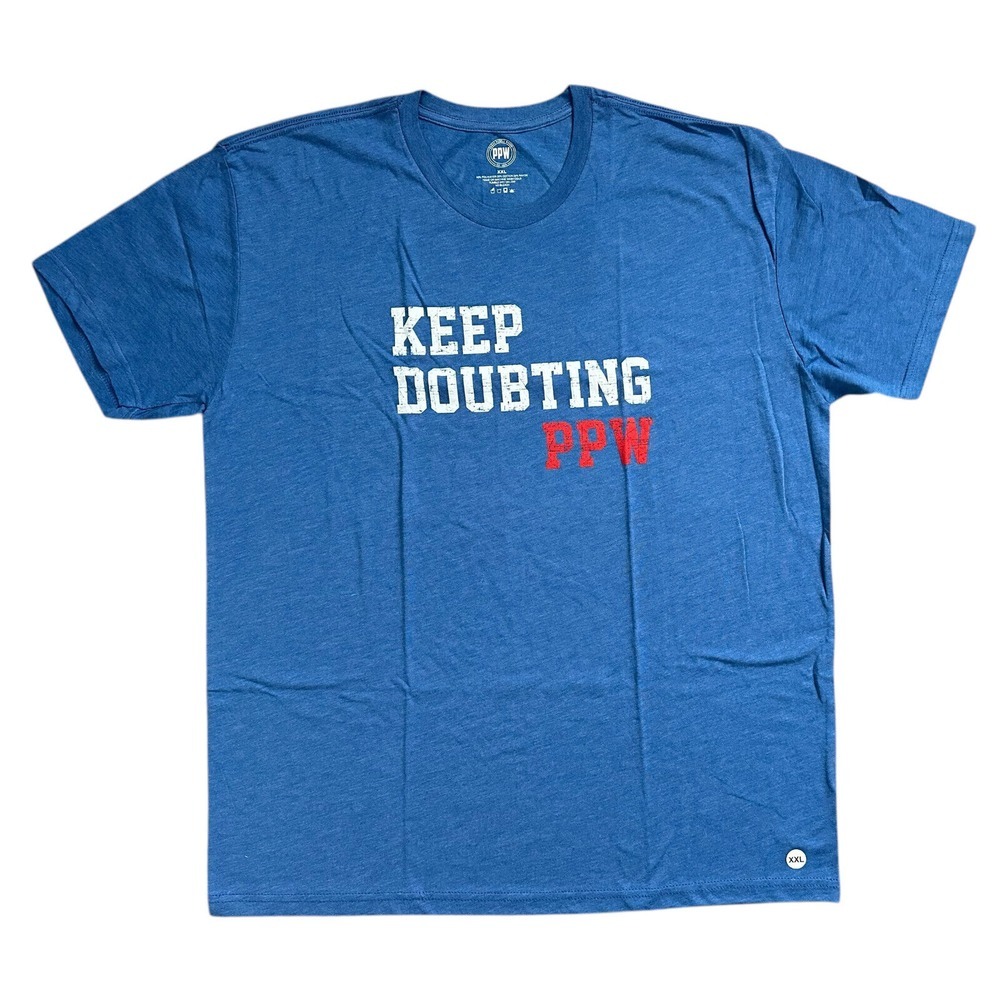 Prove People Wrong PPW Motivational‎ Gym Workout Keep Doubting Blue Shirt Sz XXL